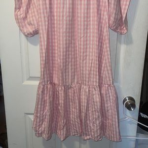 Pink and White Plaid dress from Shein